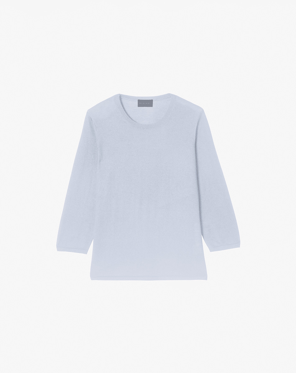 Pull col rond  - Femme - BLEU CIEL