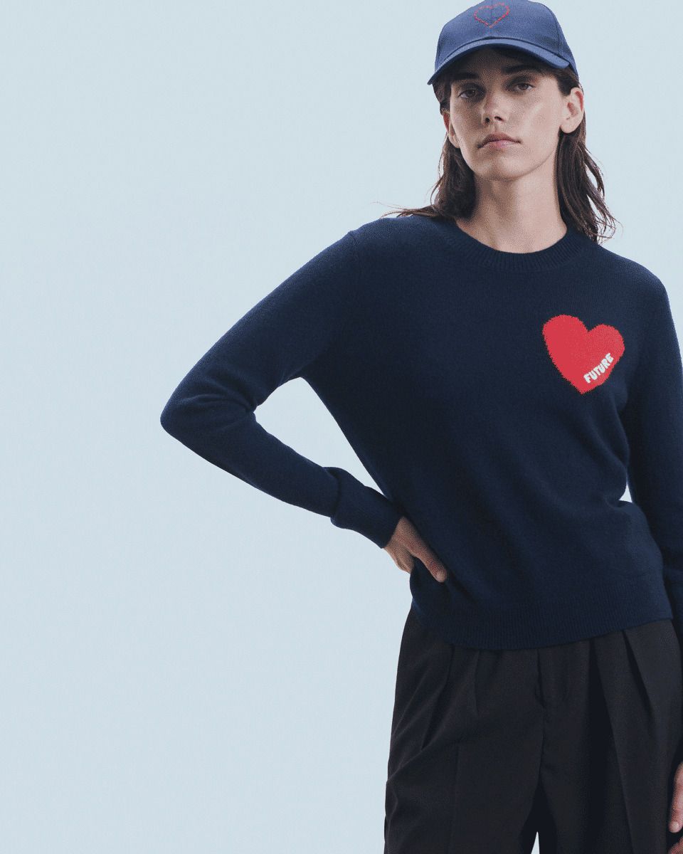 Pull Col Rond Coeur Léger