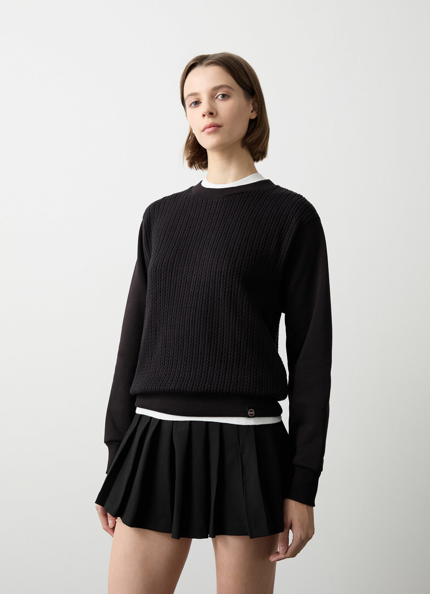 Sweat à col rond en maille torsadée