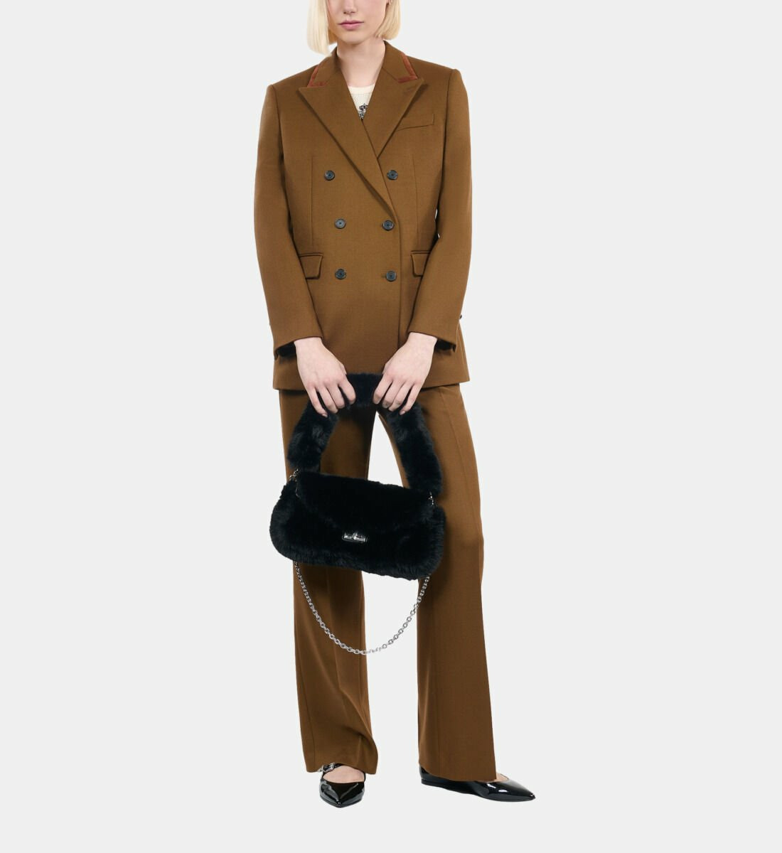 Veste Tailleur En Laine Kaki Femme