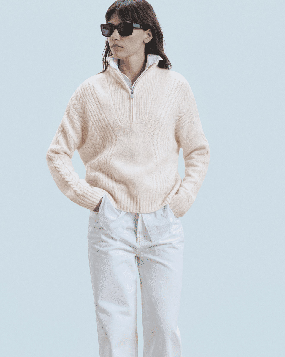 Pull Col Camionneur Torsades