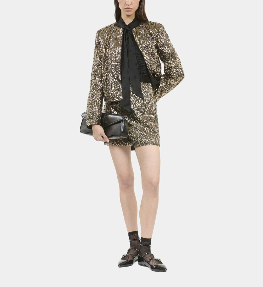 Jupe Courte À Sequins Dorée Femme