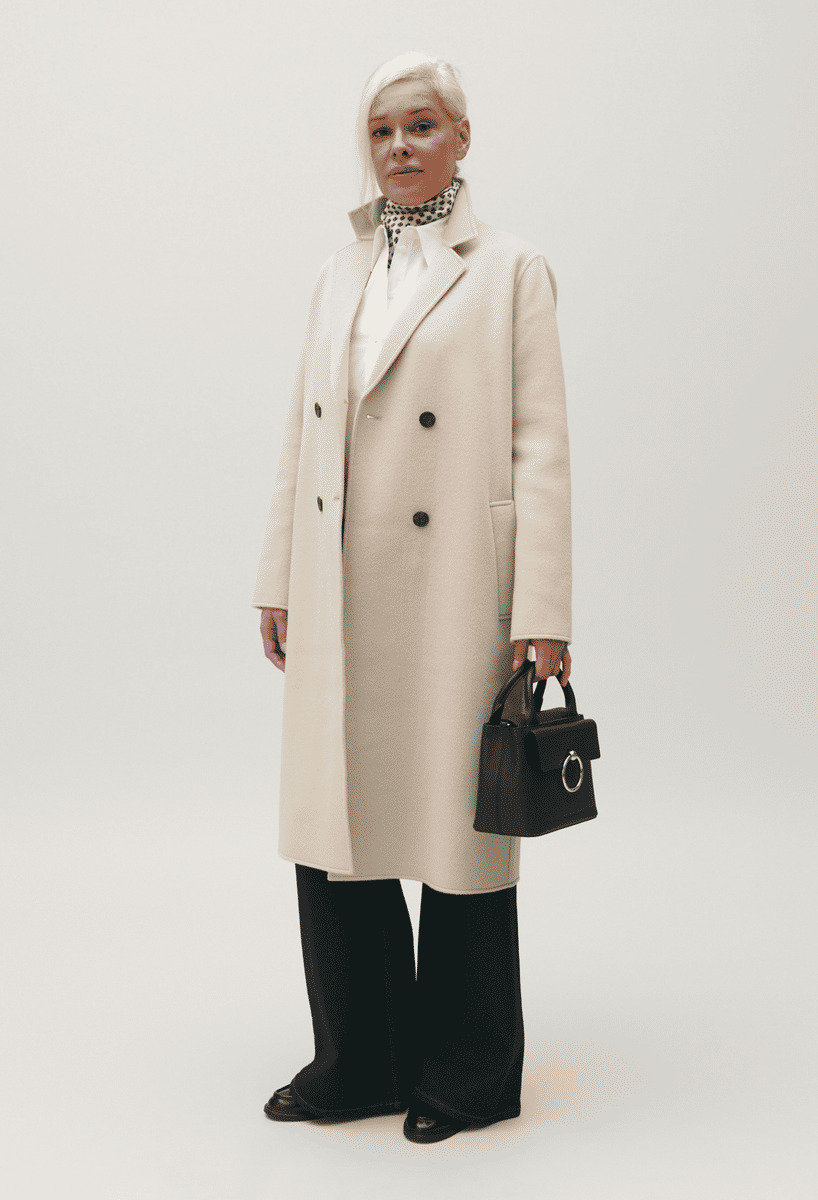 Manteau mi-long laine mélangée beige