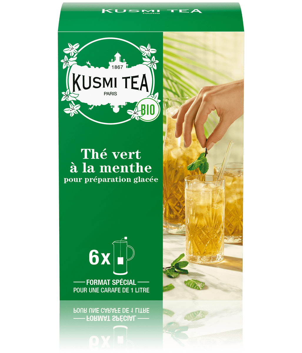 Vert Menthe Bio - Etui carton 6 grands sachets pour thé glacé - 48 gr
