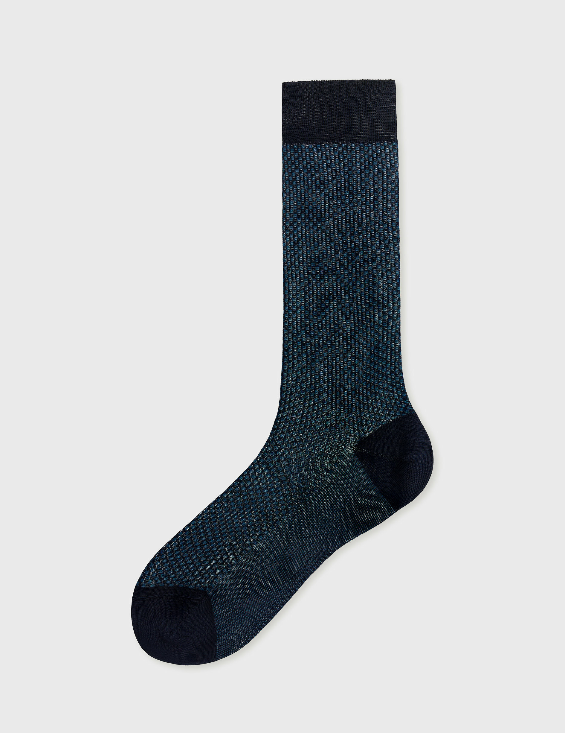 Chaussettes en double fil d´ecosse à motifs damier bleu et marine marine