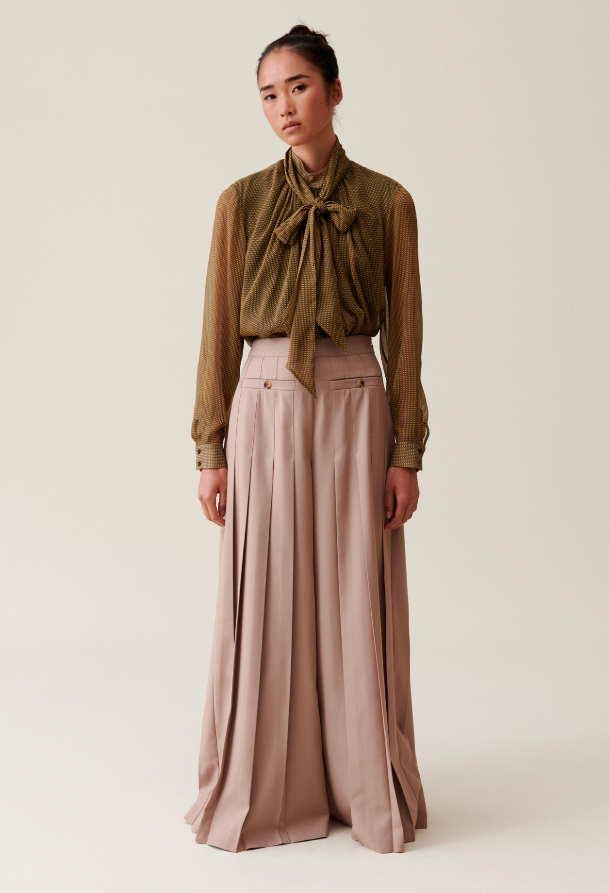 Blouse lavallière carreaux fluide