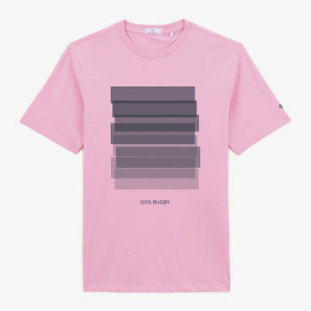 T-shirt manches courtes en coton avec imprimé rose