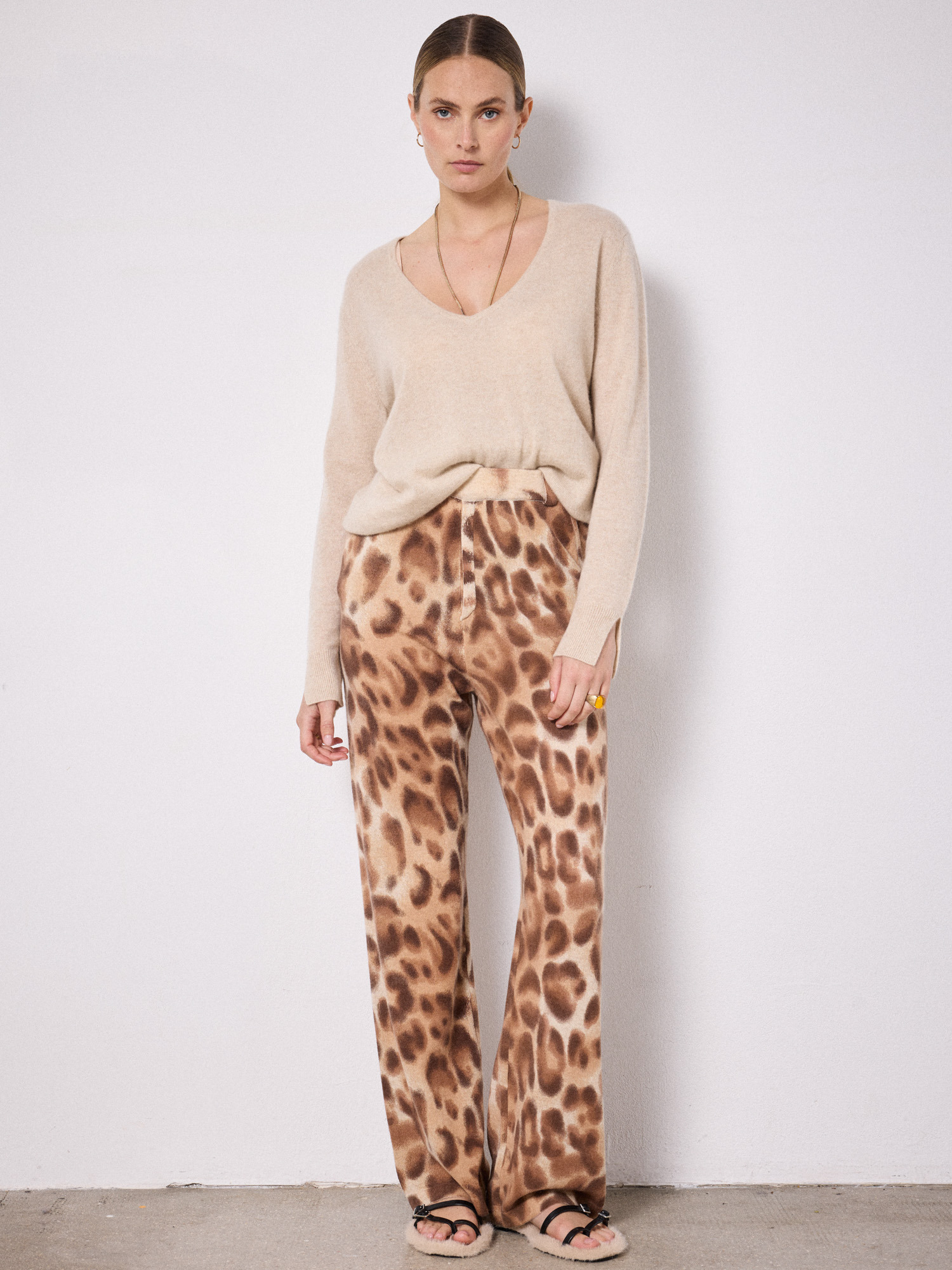 Pantalon cachemire Marius LEOPARD