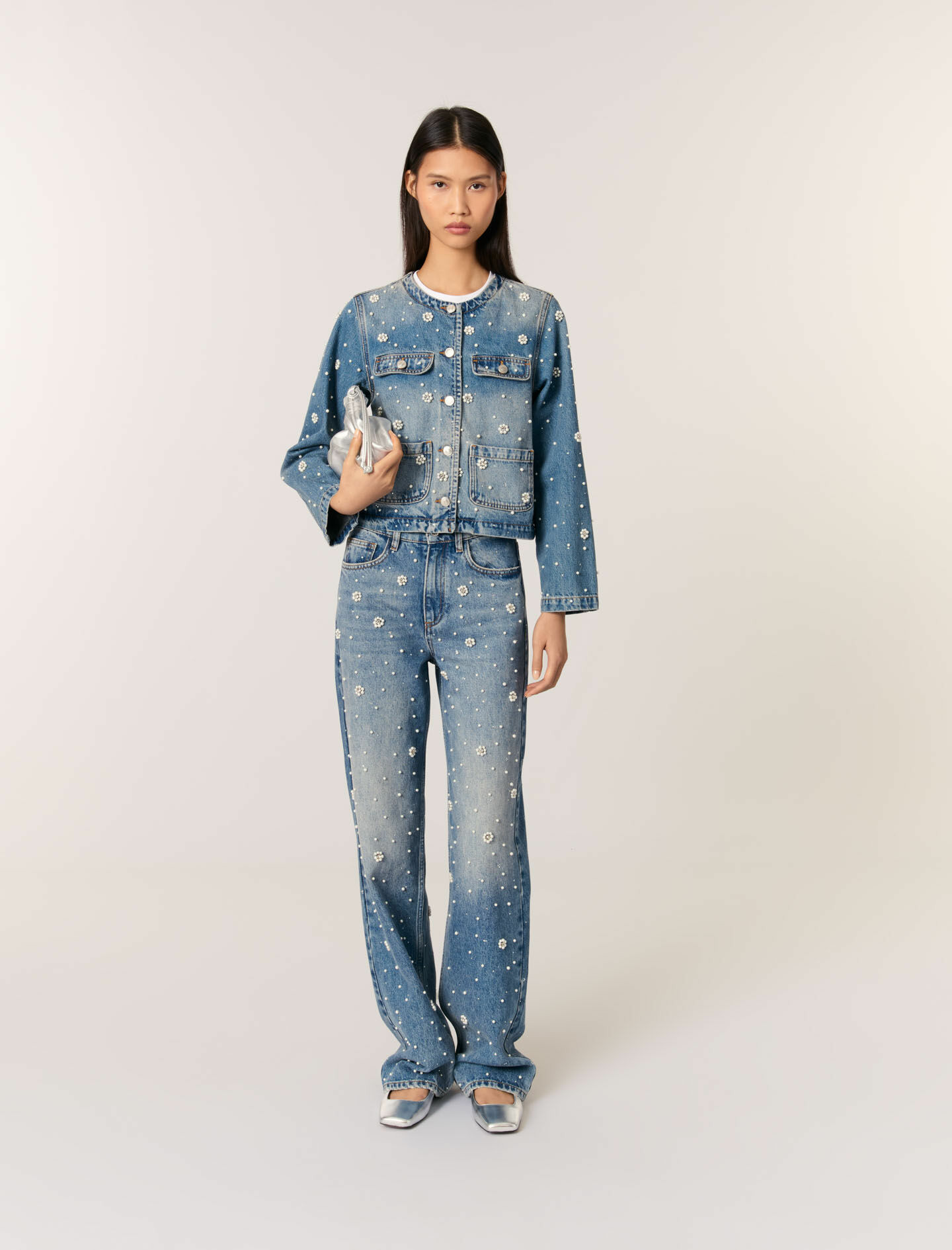 Veste en denim brodé