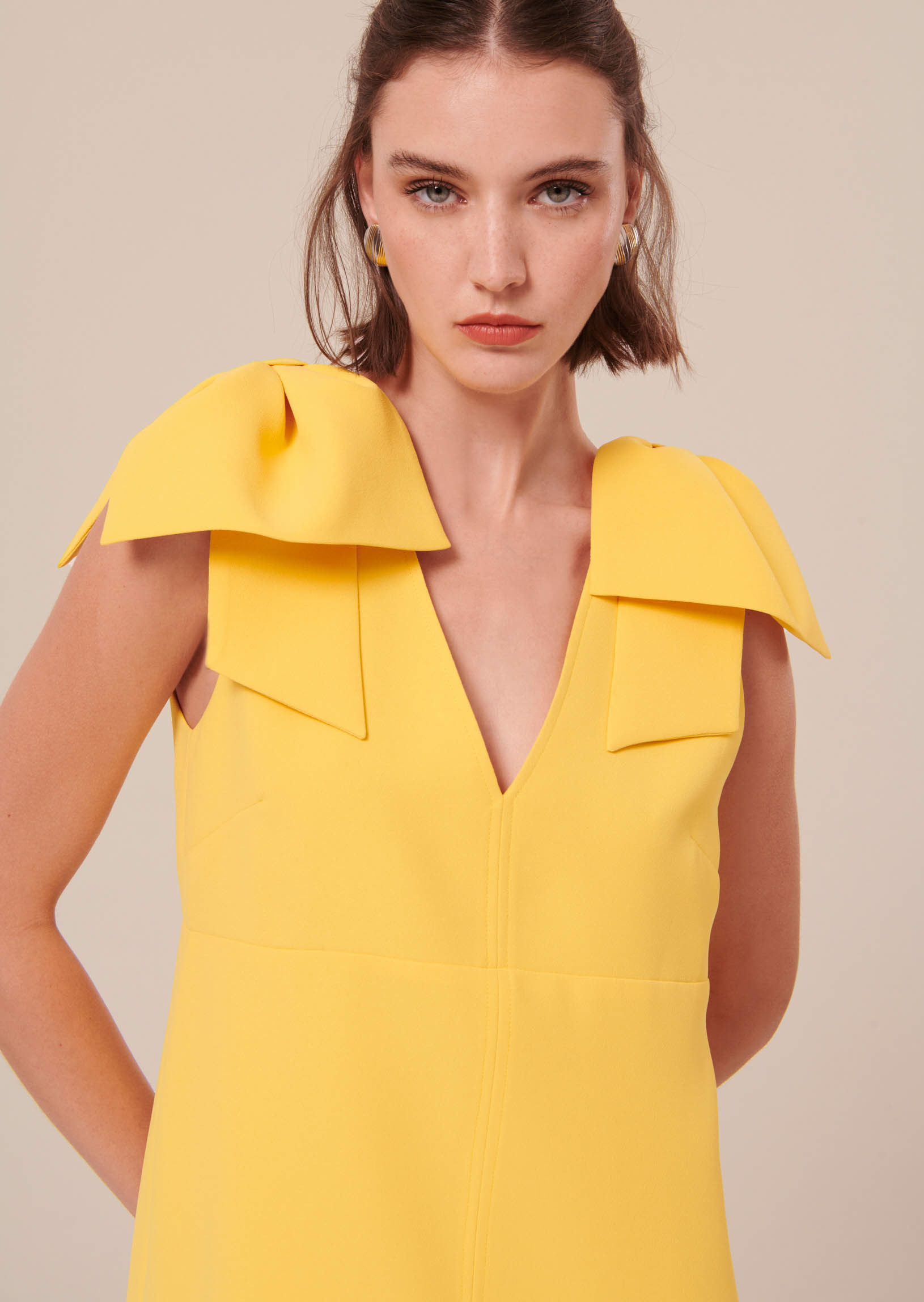 Robe Remarquable-Jaune en Polyester