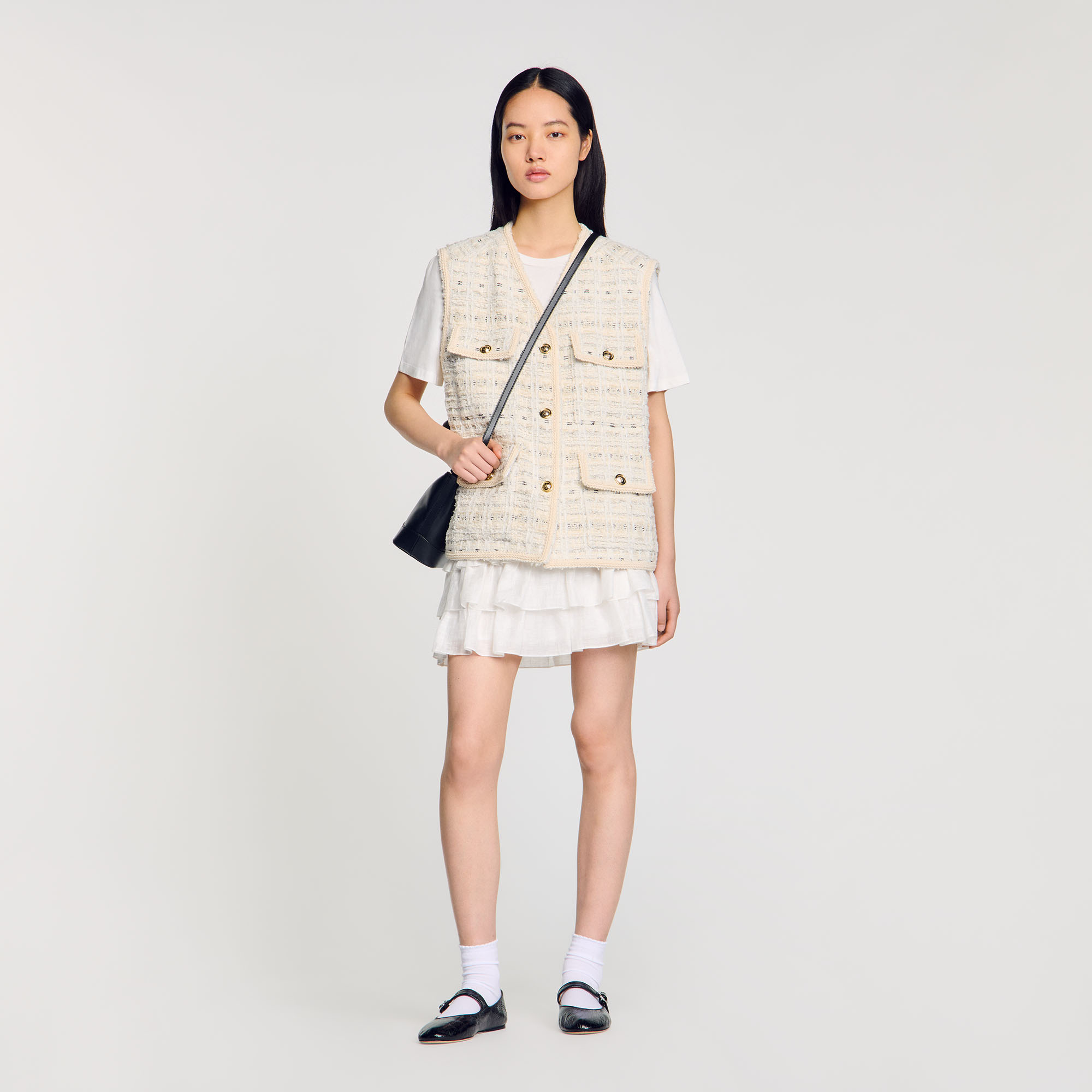 Veste sans manches en tweed