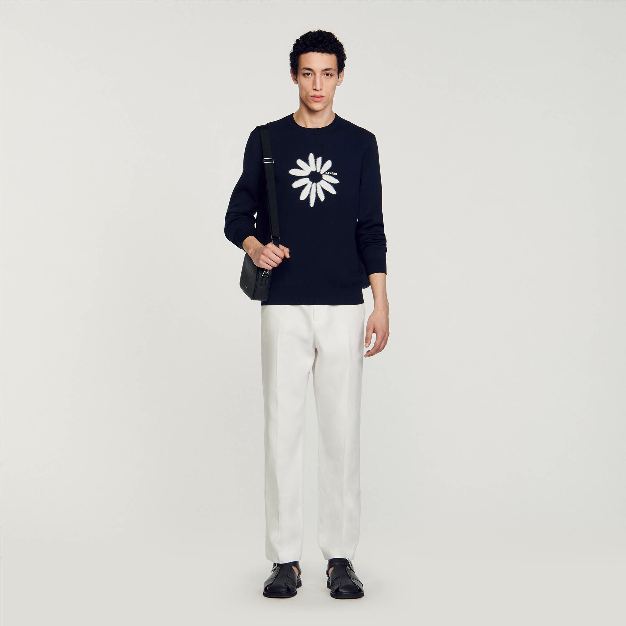 Pull à jacquard fleur