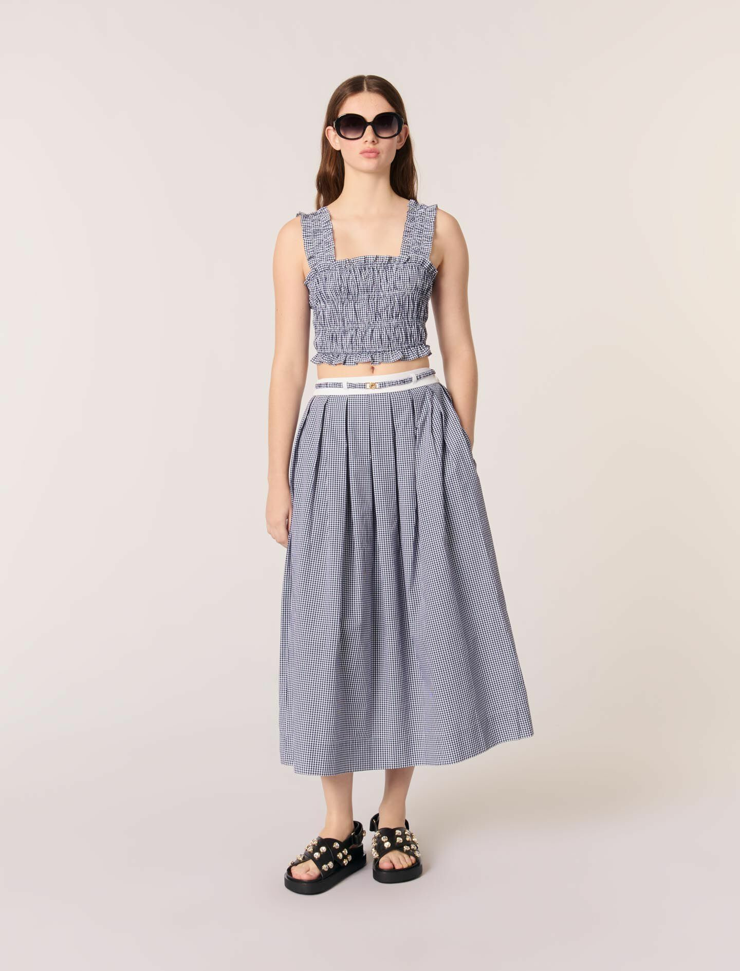 Jupe longue à motif vichy