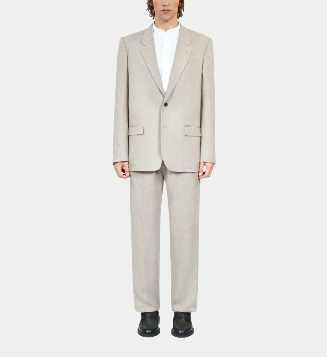 Veste De Costume Beige En Lin Homme