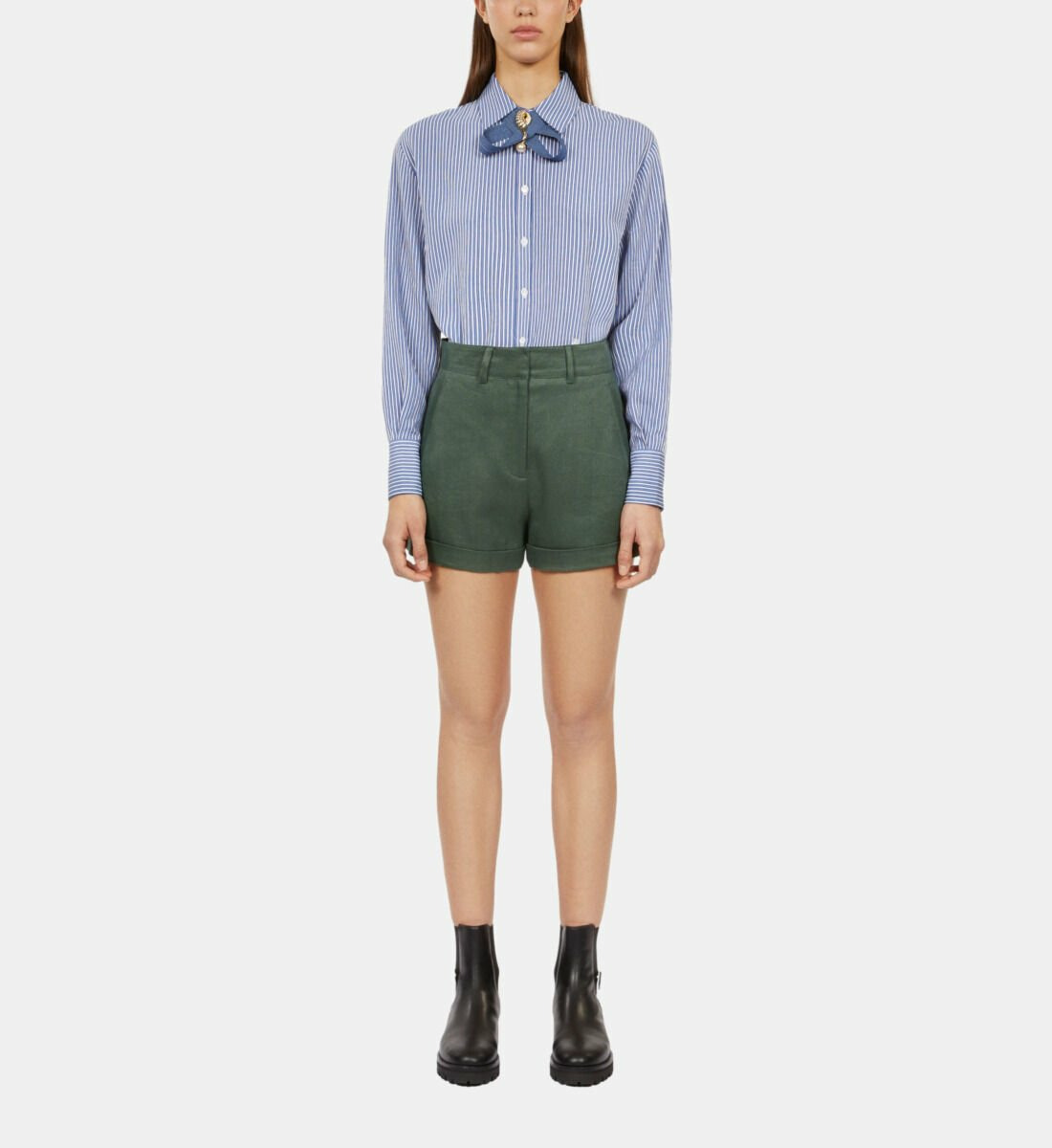 Short Tailleur Kaki Femme