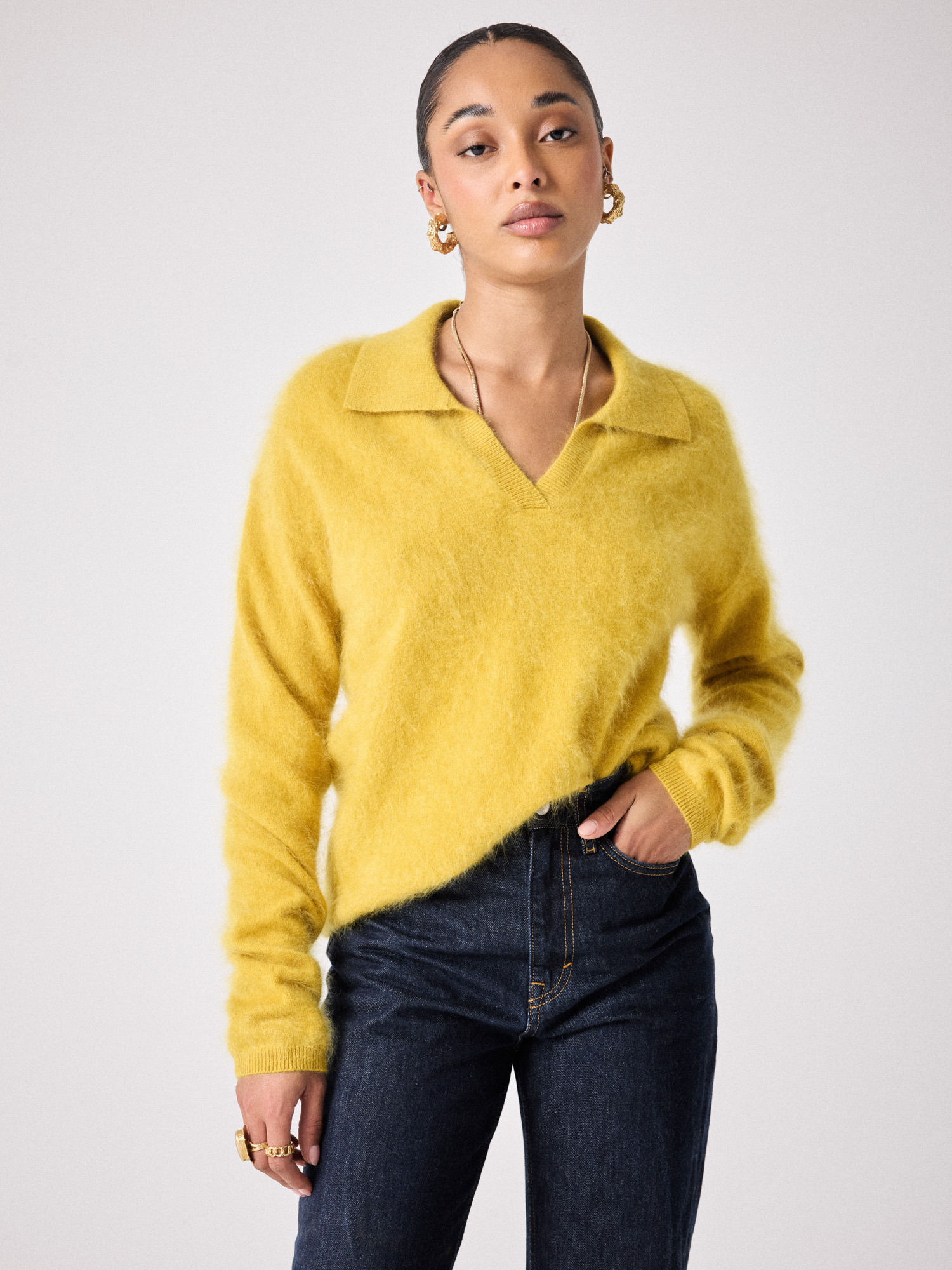 Roxane a brossé un pull en cachemire MIEL