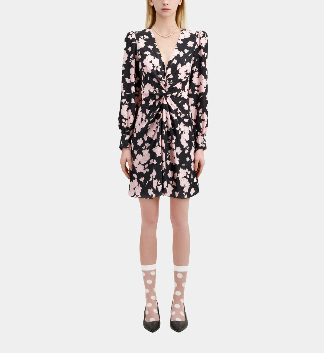 Robe Courte A Manches Longues En Jacquard Femme