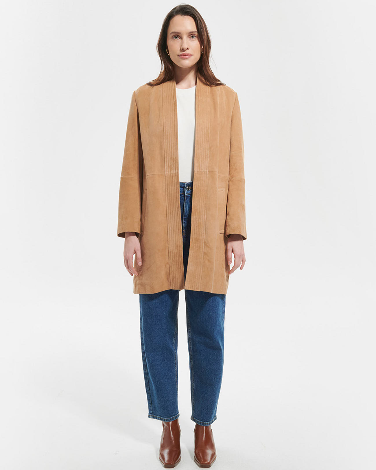 Manteau Marleya Beige en cuir