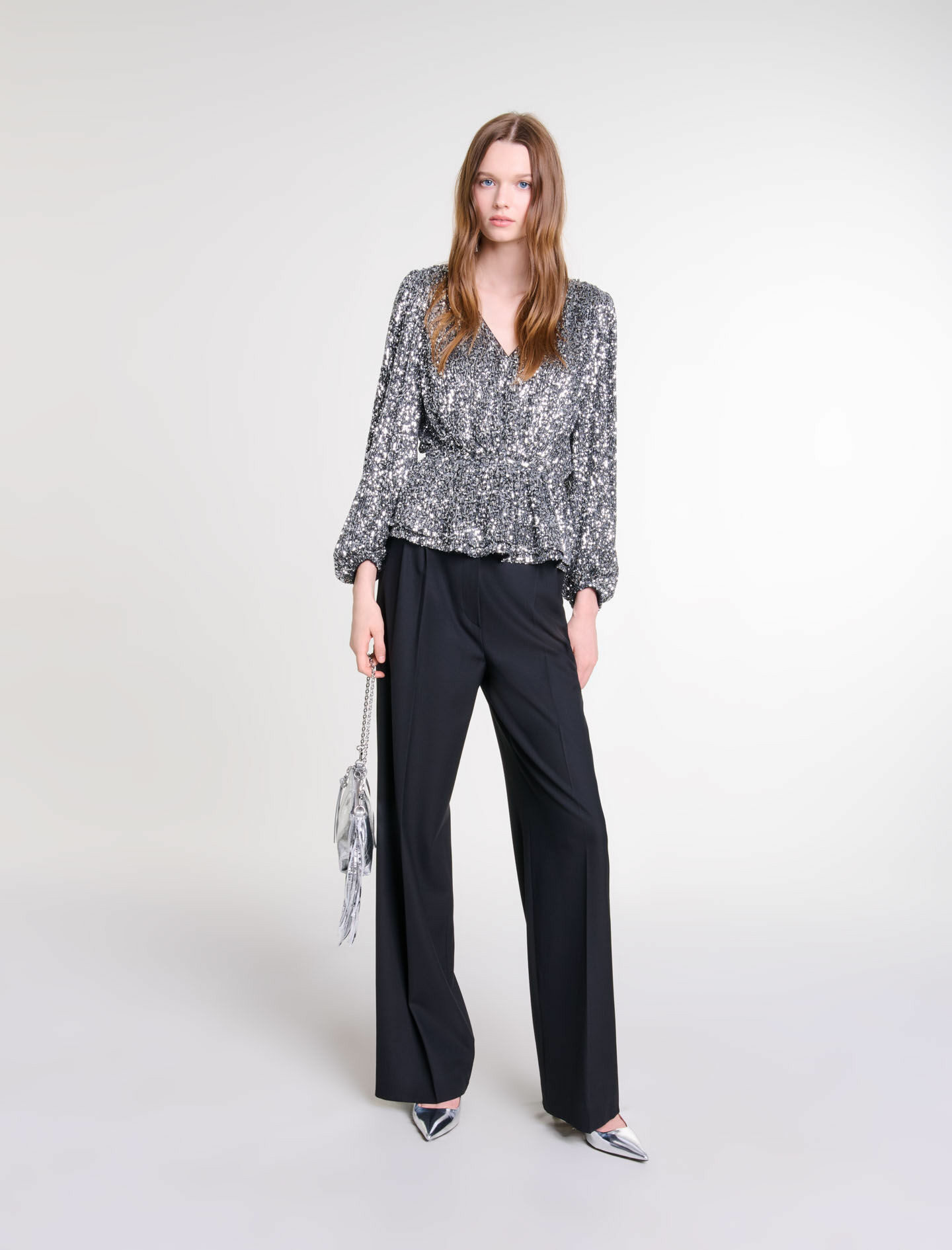 Top smocké à sequins