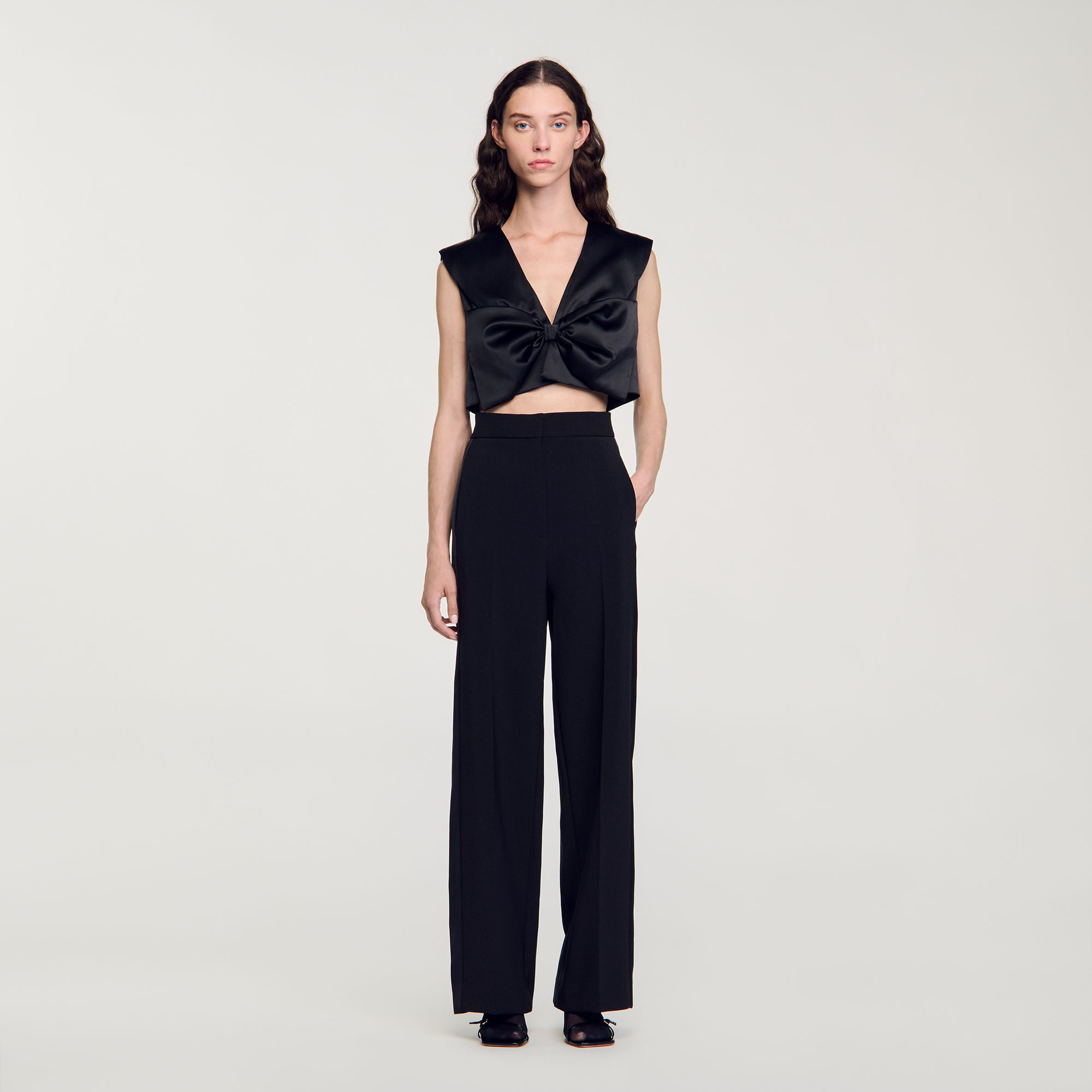 Pantalon large à bande latérale satinée