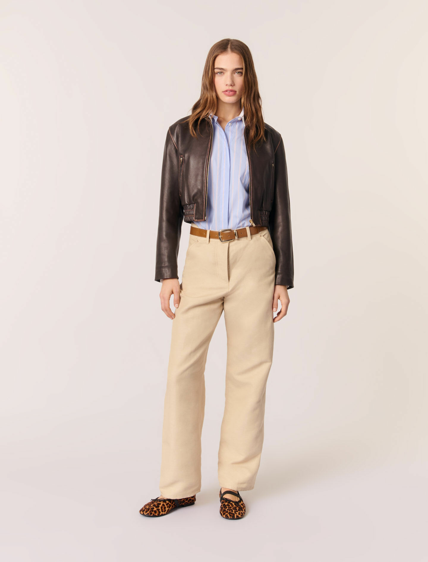 Pantalon tailleur en lin et coton