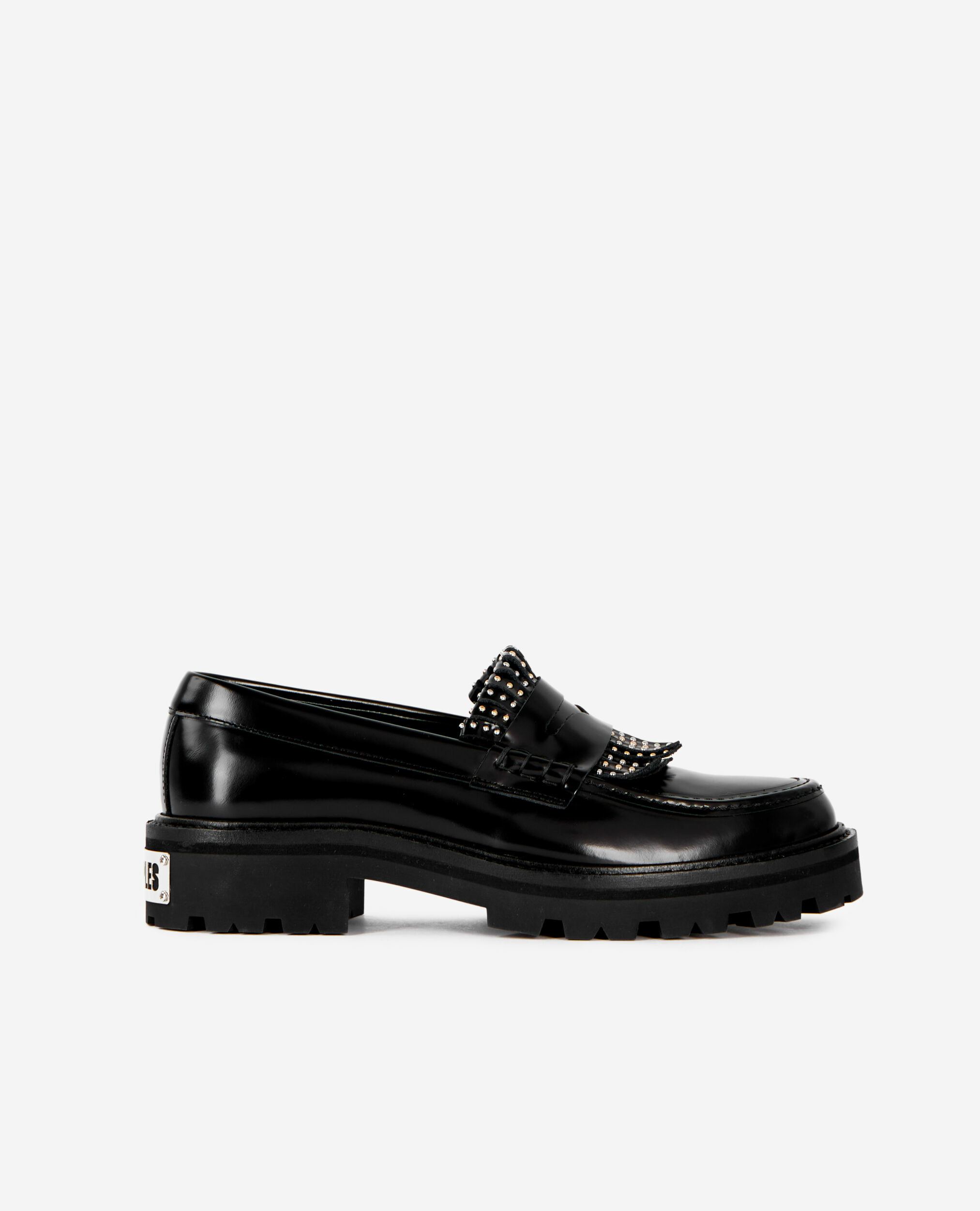 Mocassins En Cuir Glace A Franges Avec Studs