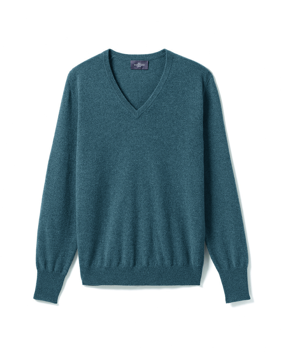 Pull col V classique - Homme - BLEU MINERAL