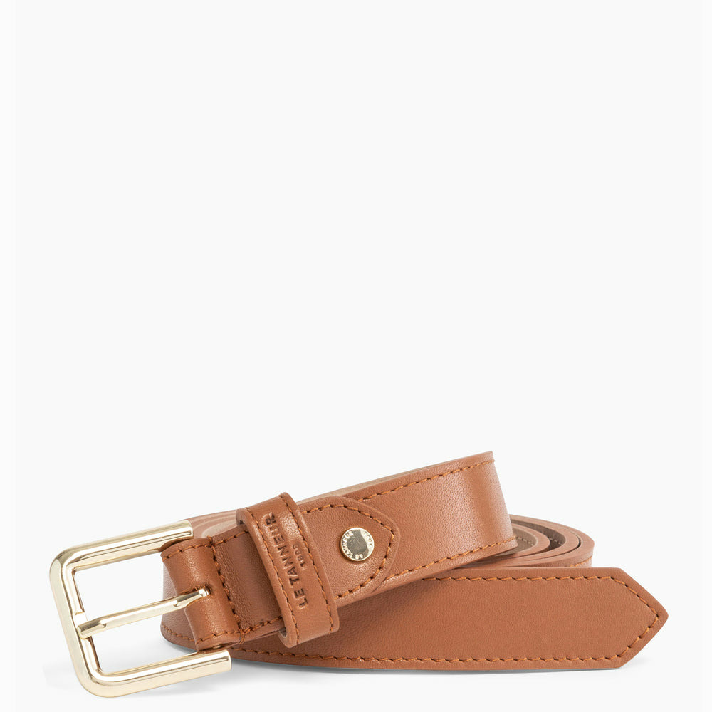 Ceinture femme avec boucle carrée en cuir lisse