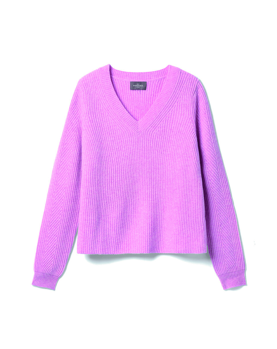 Pull V jeux de côtes - Femme - ROSE LOUKOUM