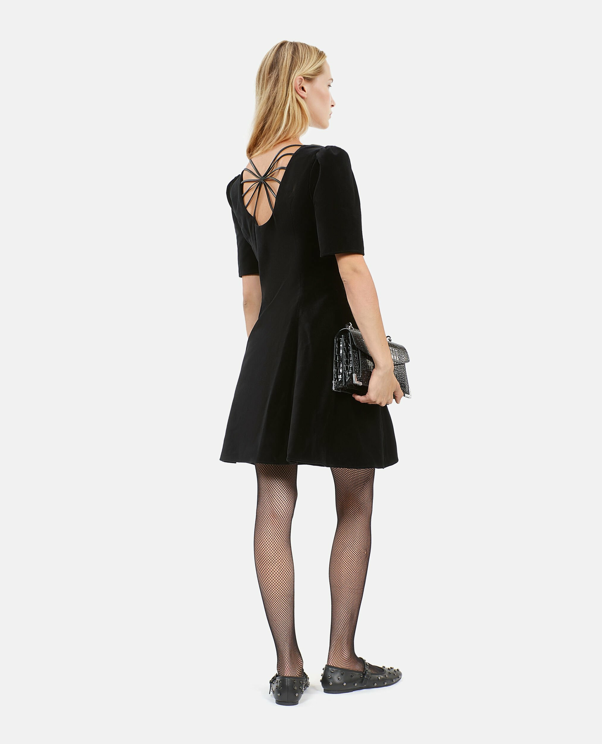 Robe Courte En Velours Noir Femme