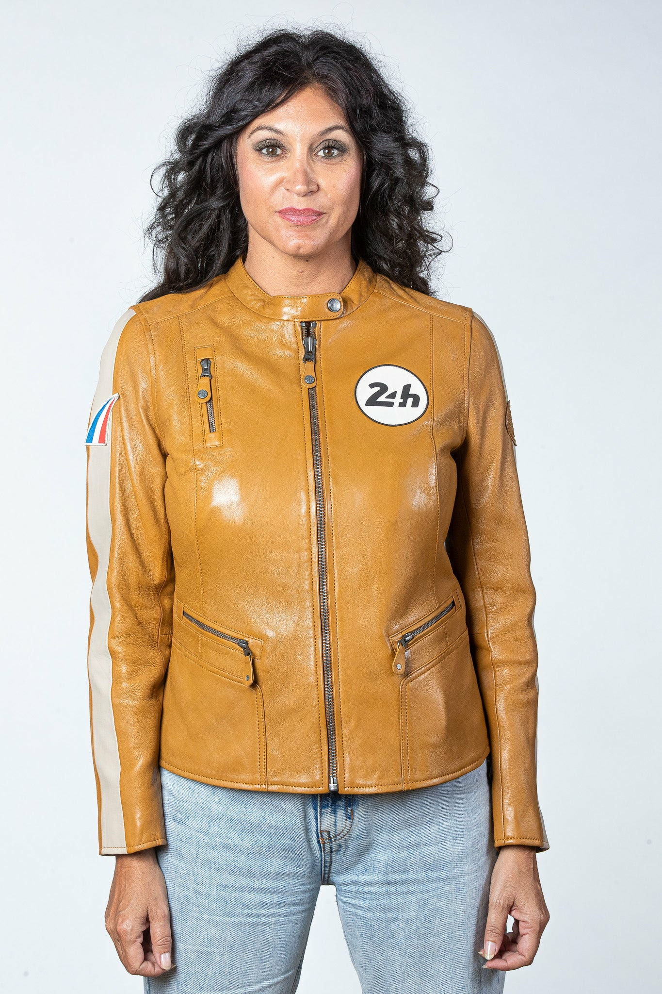 Blouson Cuir 24h Le Mans Femme Amanda jaune