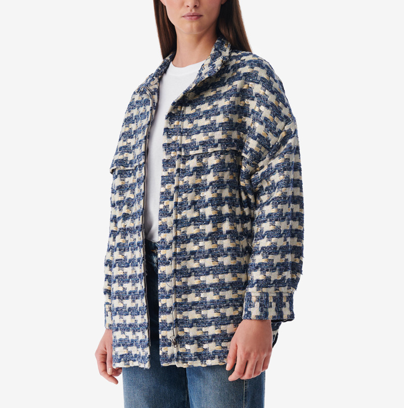 Veste Longue En Tweed Lurex Tinat