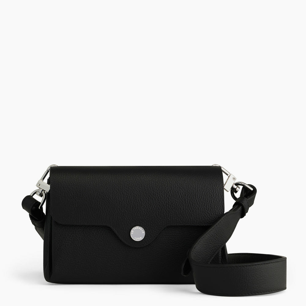 Pochette à rabat avec bandoulière amovible Sans couture en cuir grainé