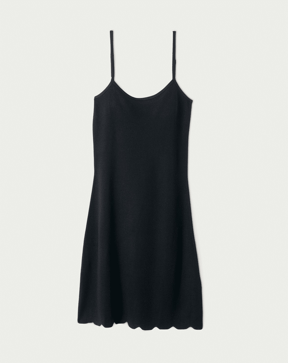 Robe à bretelles ultrafin finition fantaisie  - Femme - NOIR