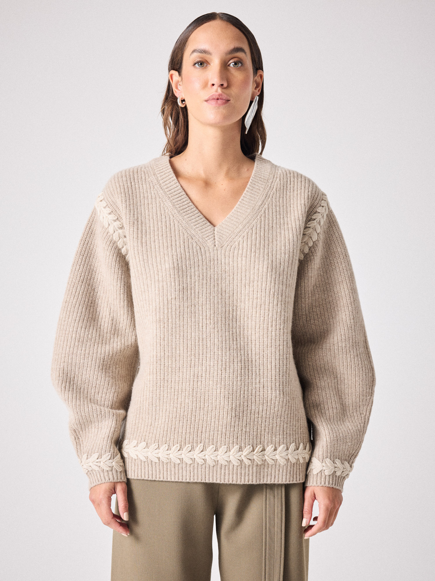 Pull en laine Dakota TERRE FUMEE/BEIGE CH