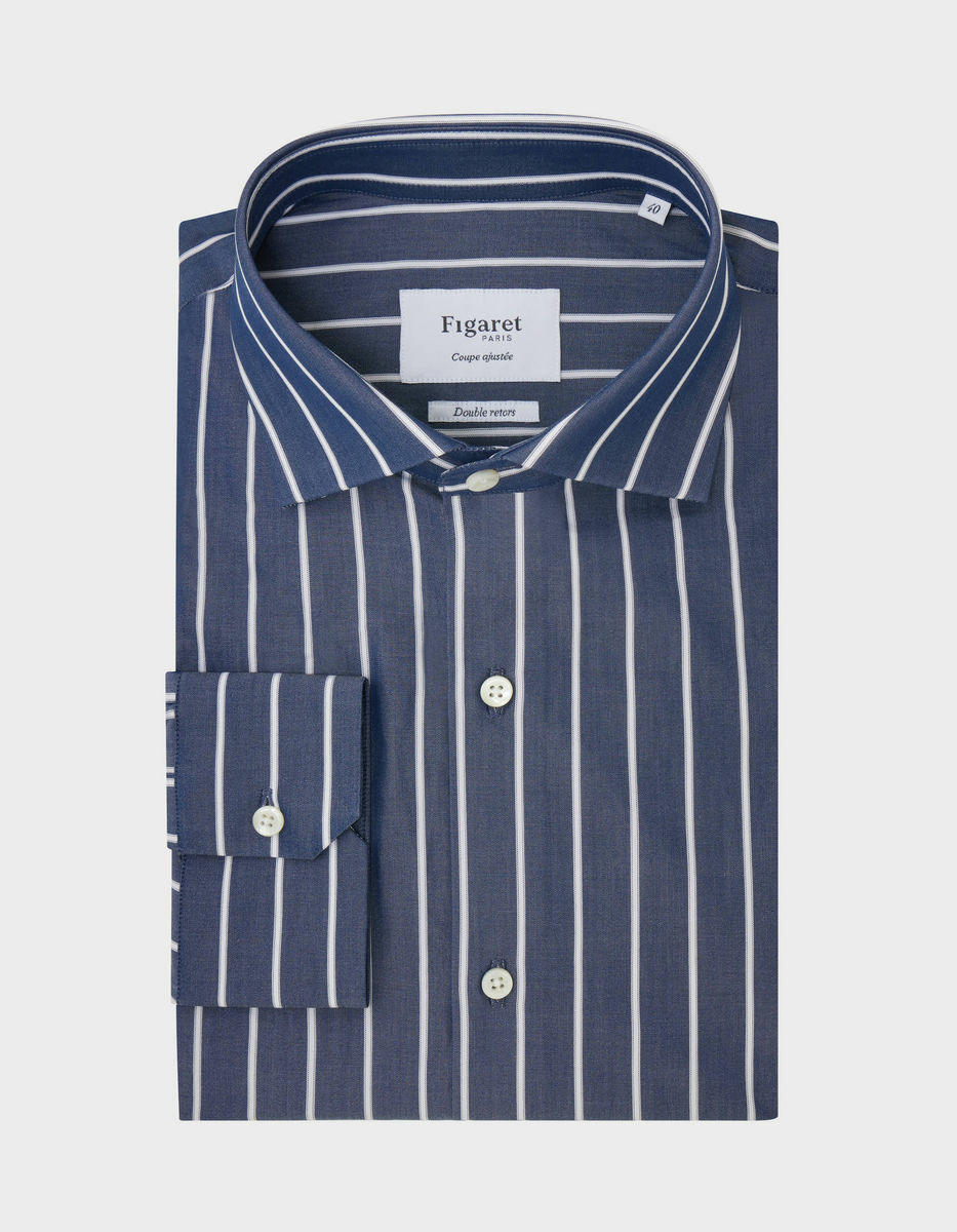 Chemise Ajustée marine rayée