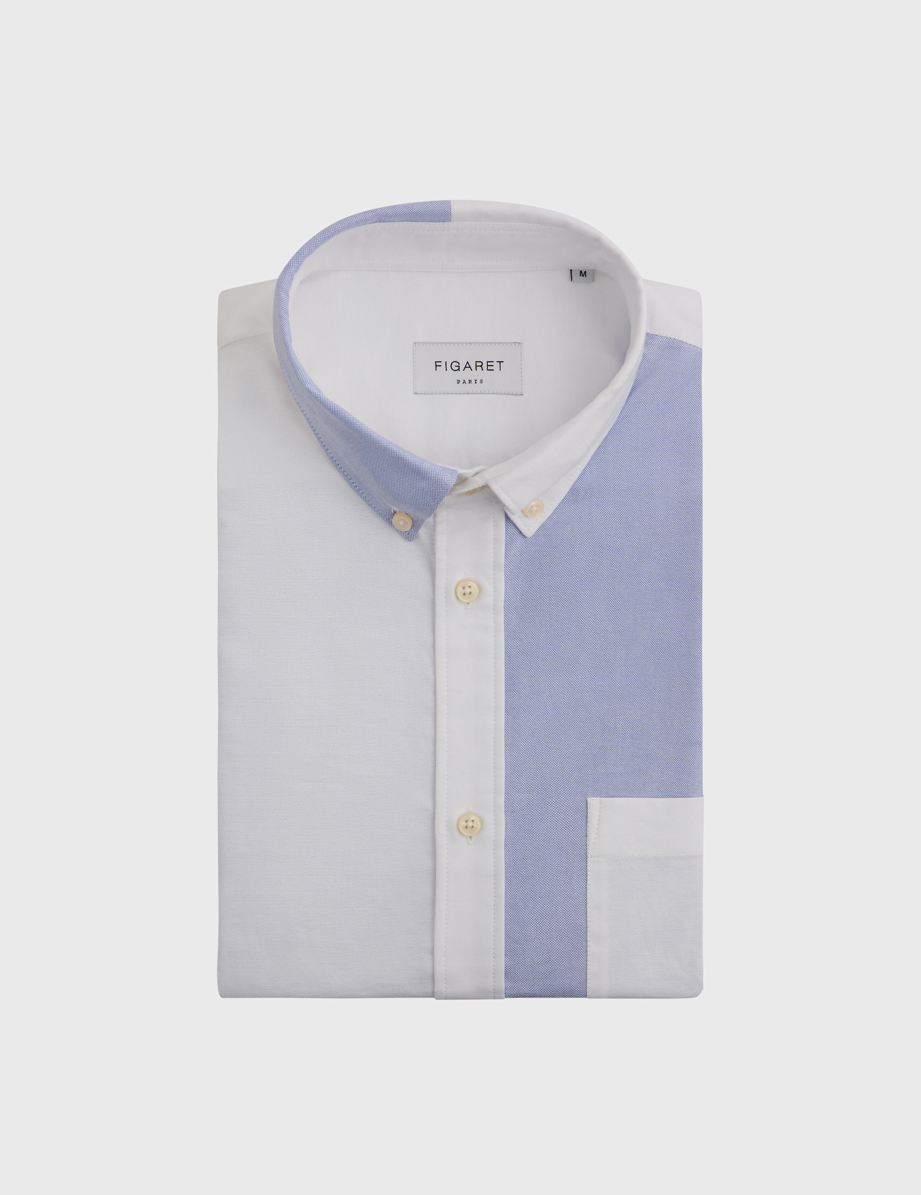 Fun shirt william col américain avec poche poitrine en oxford bleu