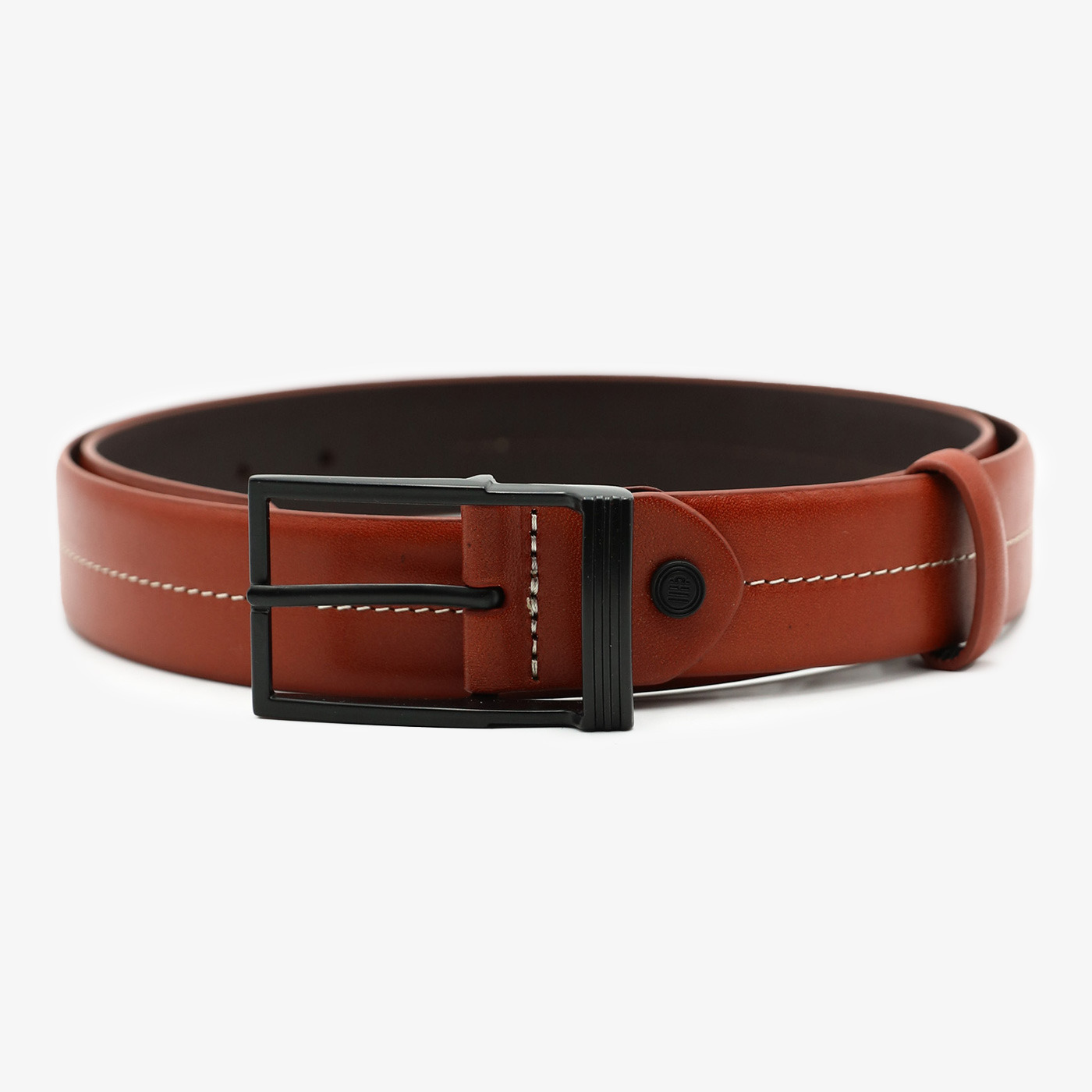 Ceinture en cuir lisse marron cognac