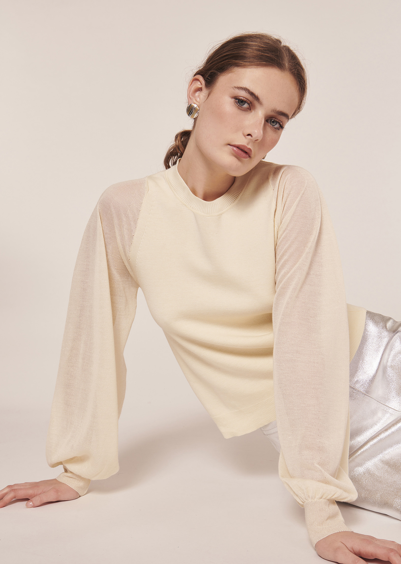 Pull Prune-Ecru en Lyocell