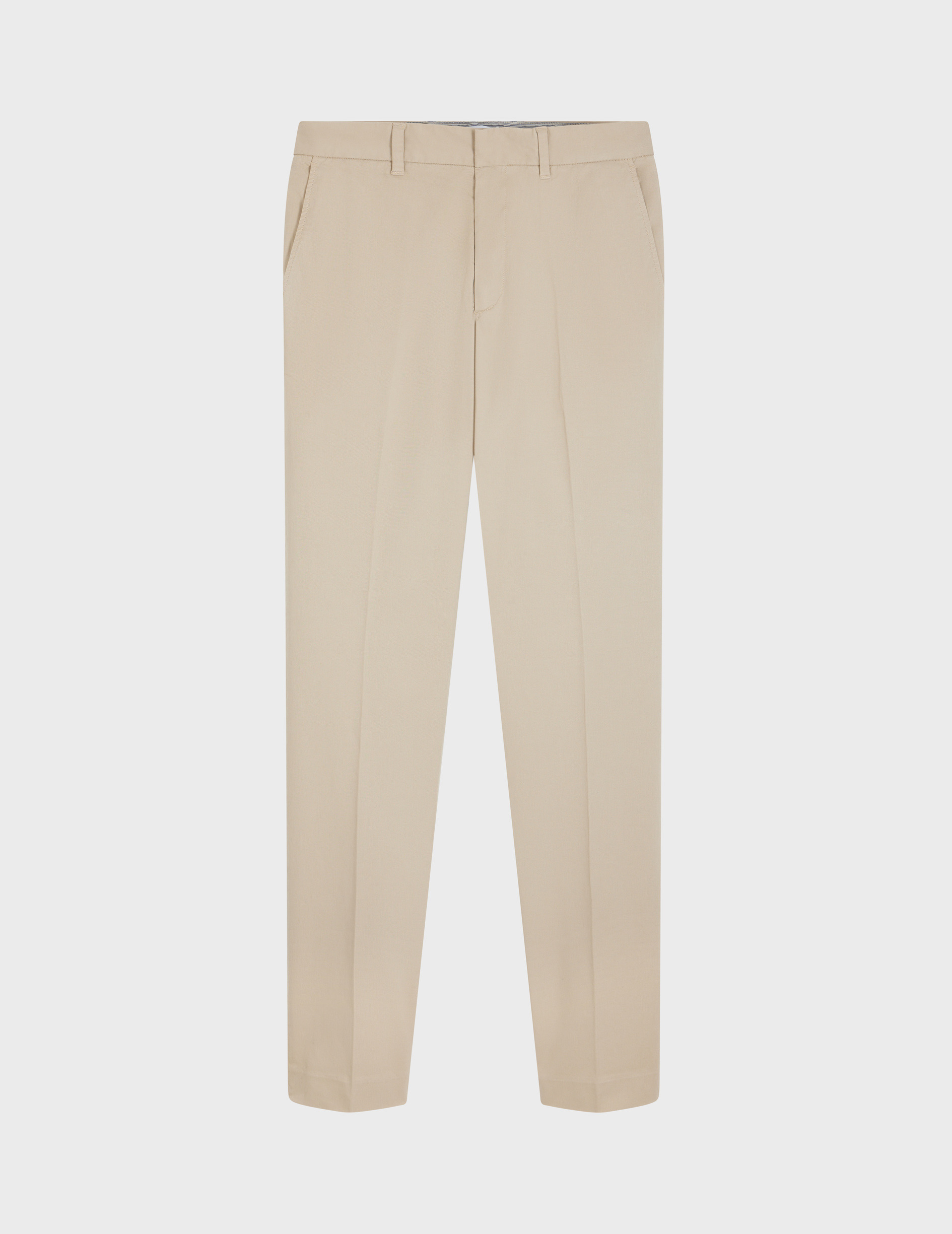 Chino maxence en twill de coton uni beige clair