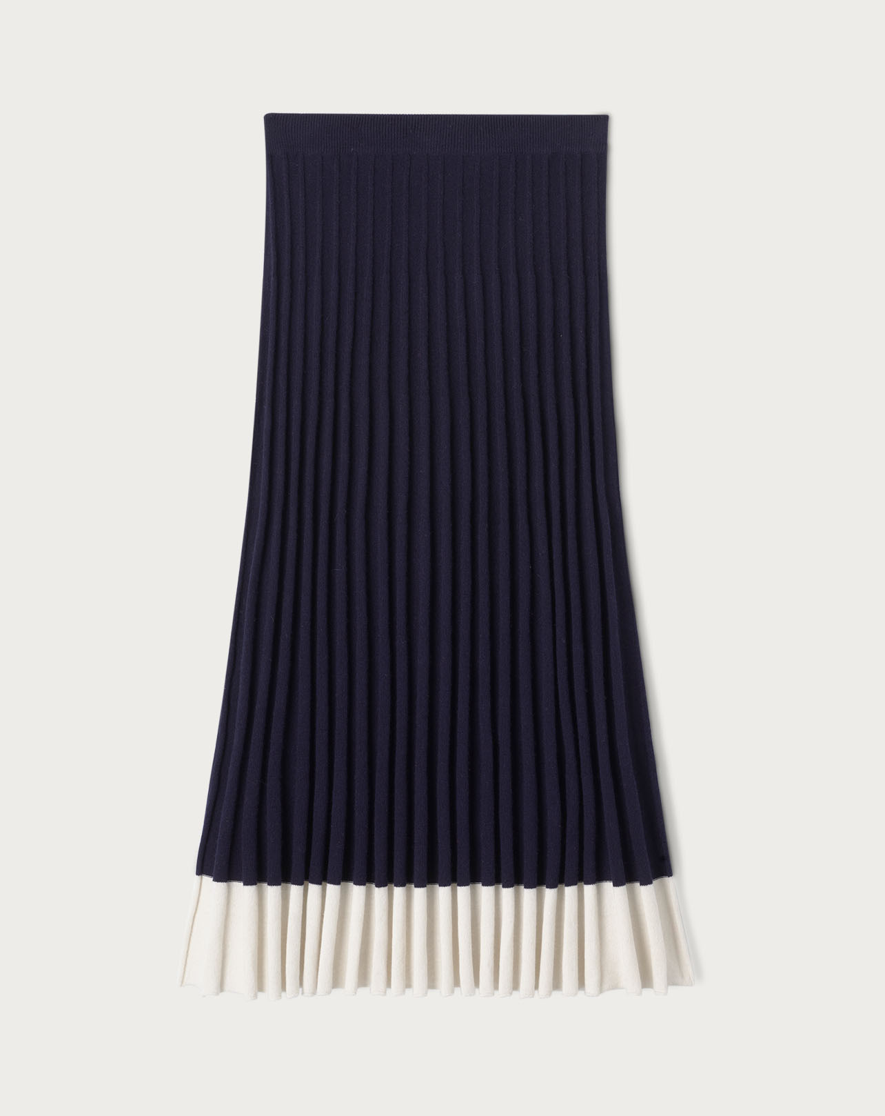 Jupe longue plissée bicolore - Femme - MARINE/NATUREL