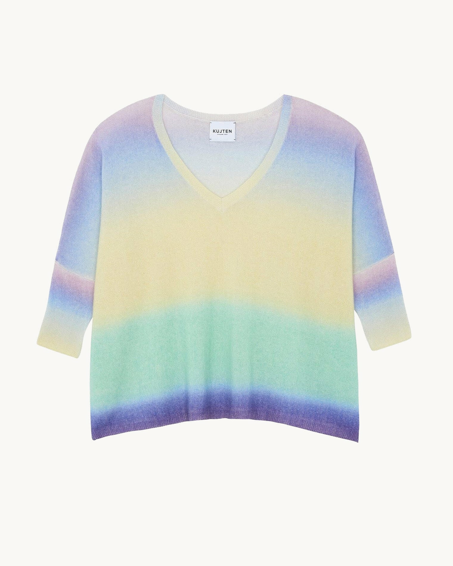 Pull Minie Spray Pull Col V Oversize Cachemire Manches 3/4, 2 fils