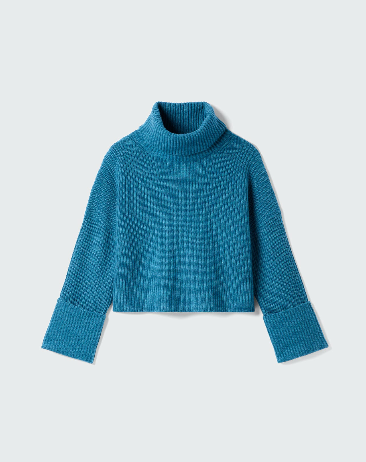 Pull col roulé à côtes - Femme - BLEU CANOE
