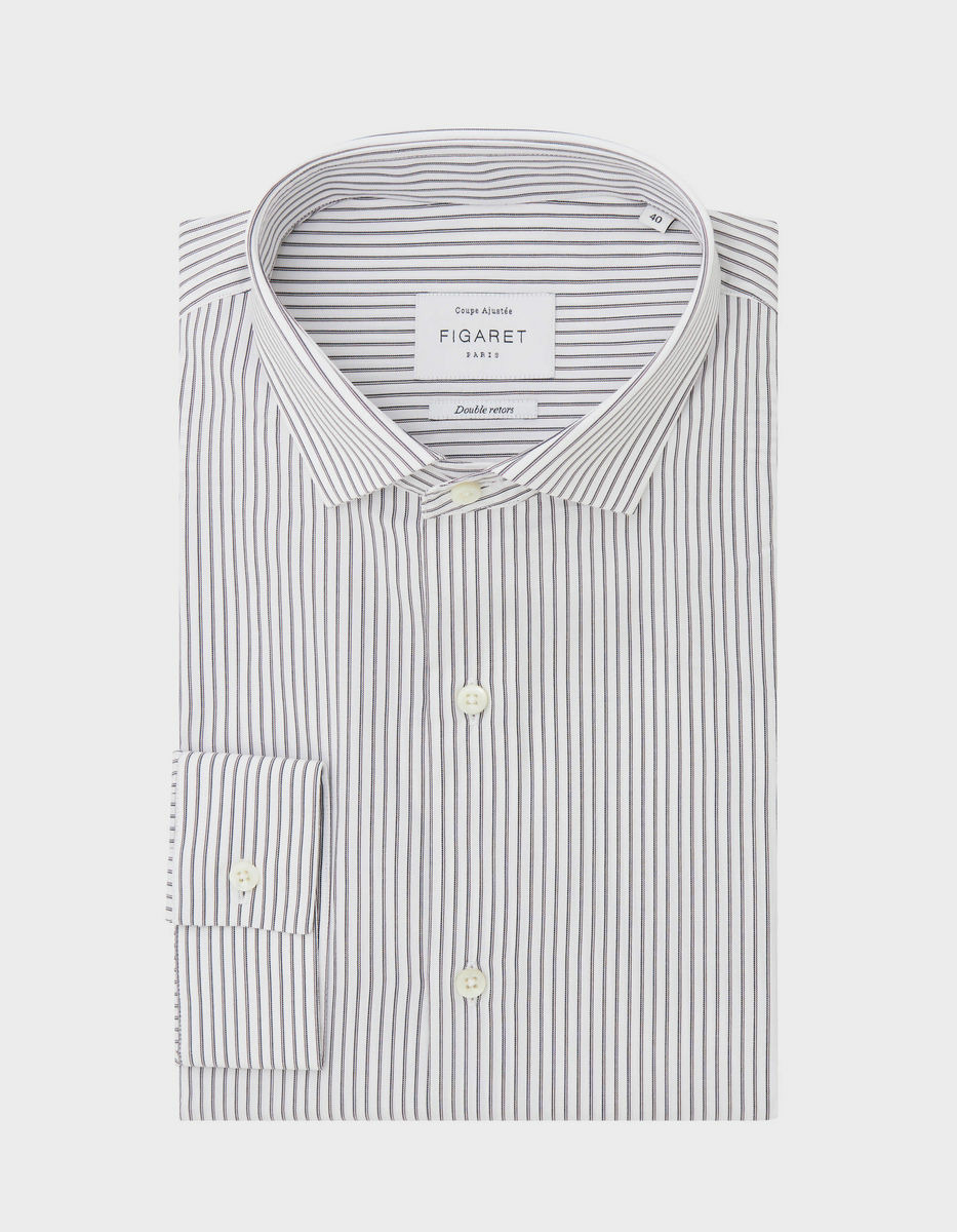 Chemise Ajustée rayée noire