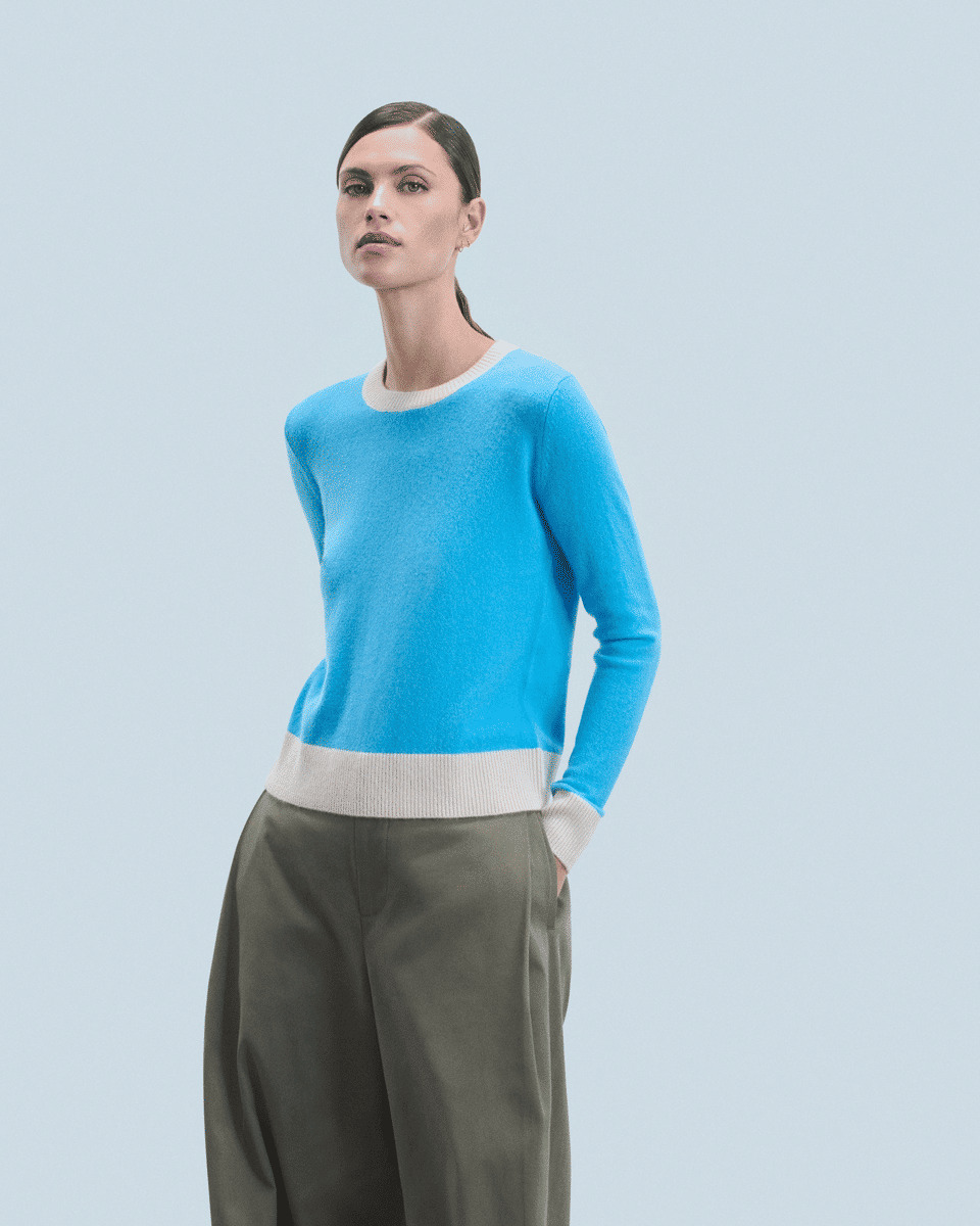 Pull Col Rond Bicolore Léger