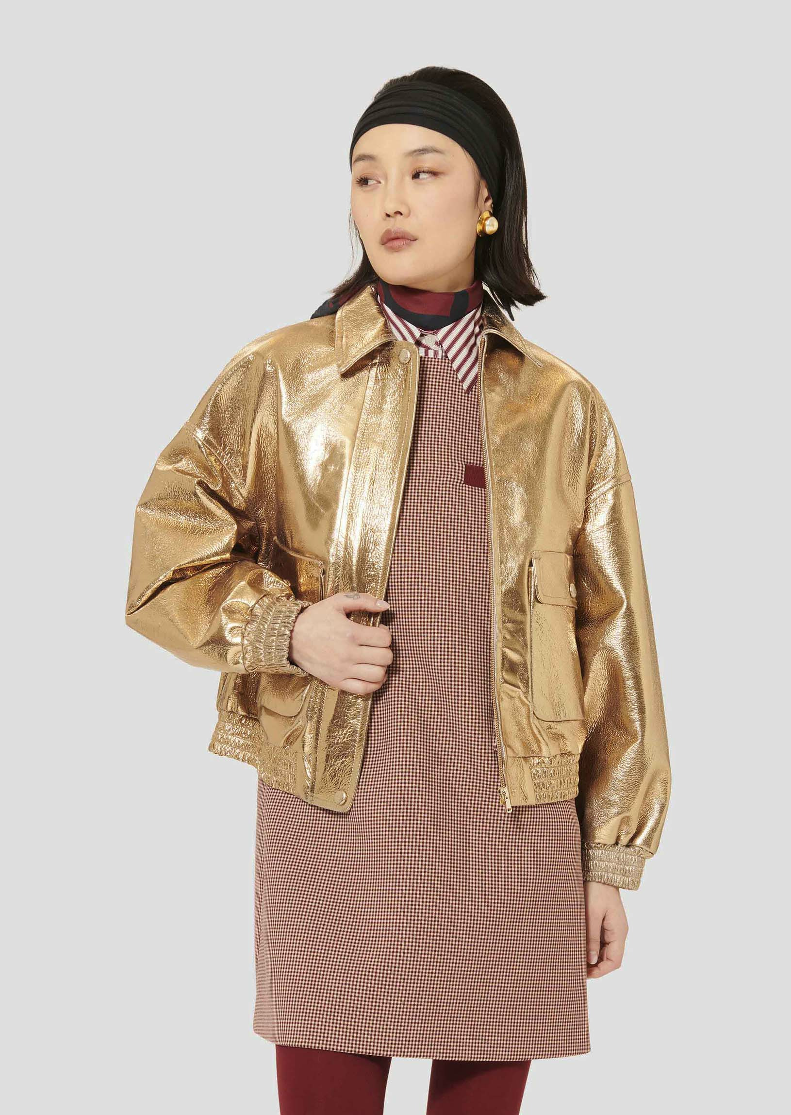 Blouson Bibba-Or en Cuir D'Agneau