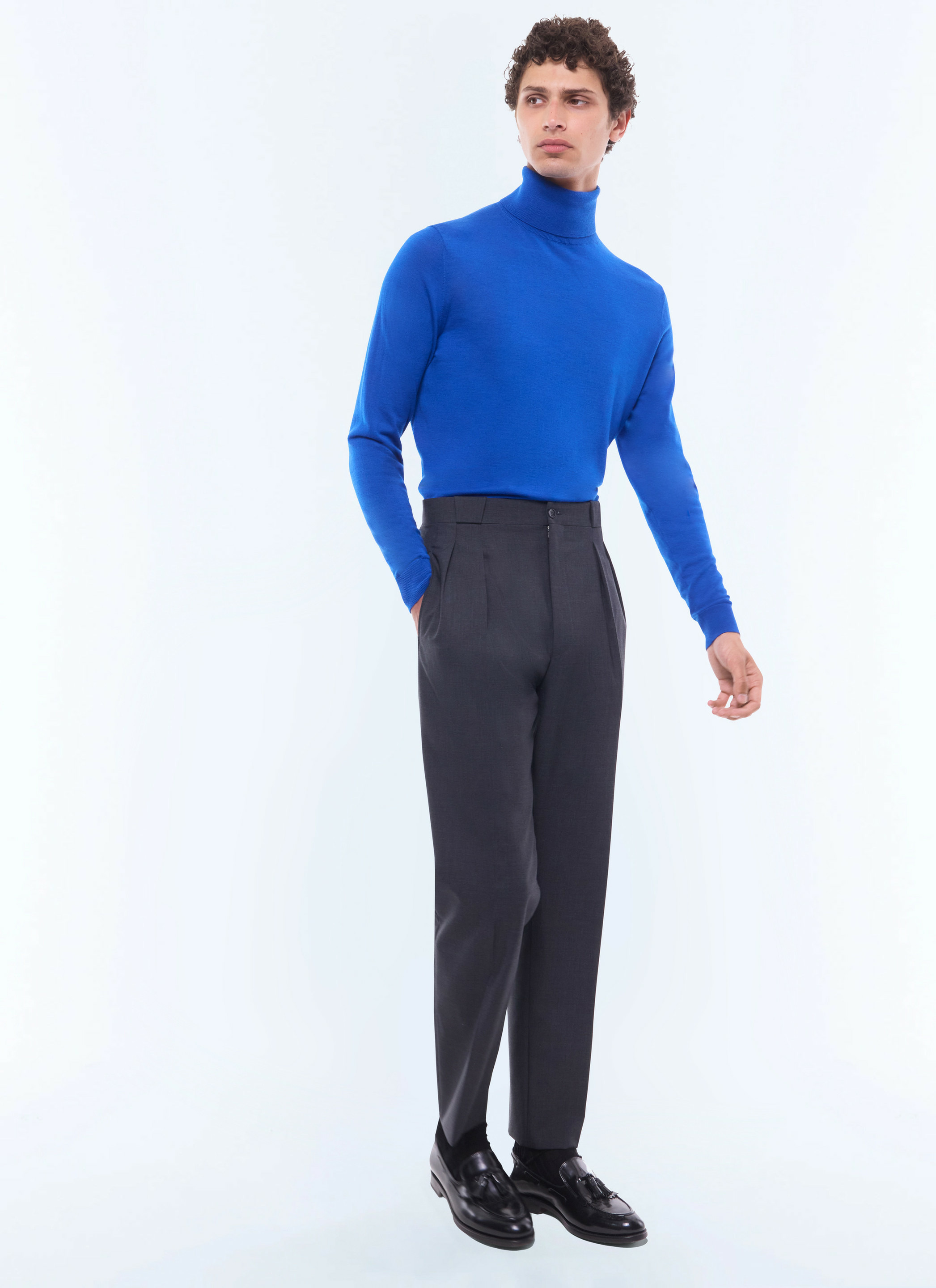 Pantalon droit en laine certifiée