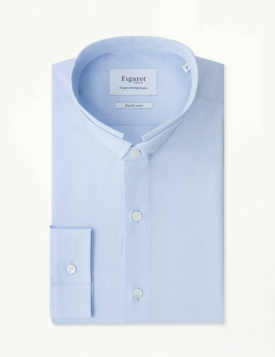 Chemise Contemporaine en fil-à-fil bleu