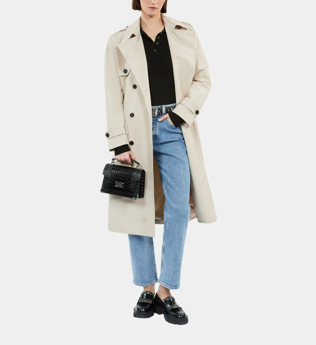 Trench Coat Droit Long Femme