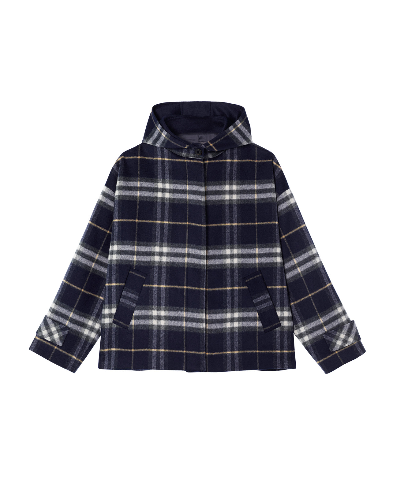 Manteau tartan à capuche - Femme - MARINE